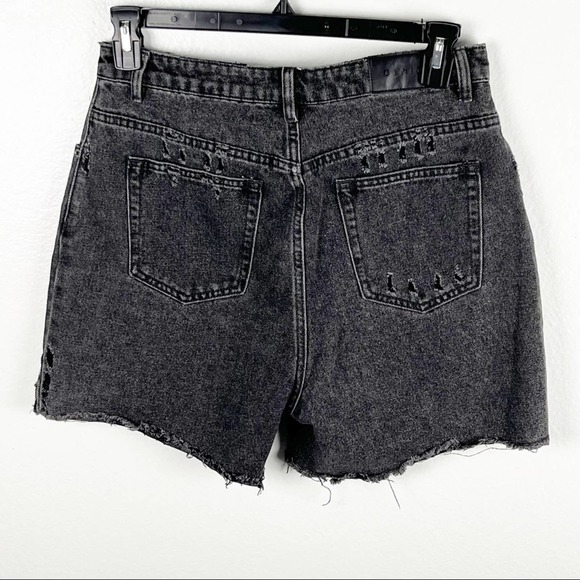 GLASSONS Black Wash High Rise Frayed Hem Jean Shirts, Size 12 - Picture 2 of 11